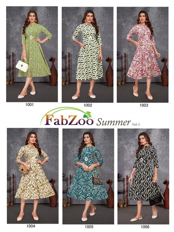 Fabzoo Summer Vol 1 Rayon Printed Frock Style Kurti Collection